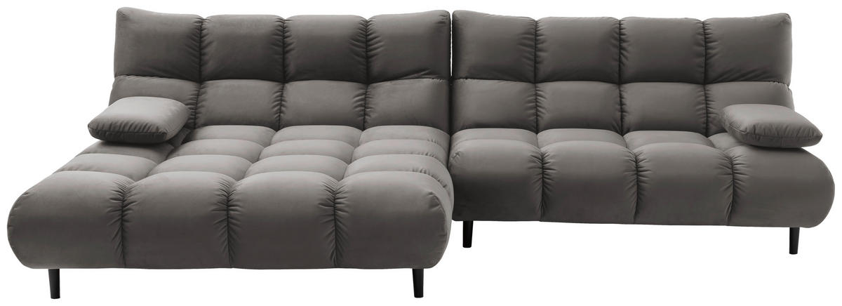 ECKSOFA Grau Velours  - Schwarz/Grau, Design, Holz/Textil (178/293cm) - Pure Home Lifestyle