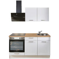 KÜCHENBLOCK 160 cm   in Weiß, Eichefarben  - Edelstahlfarben/Eichefarben, Design, Holzwerkstoff/Metall (160cm) - Pino