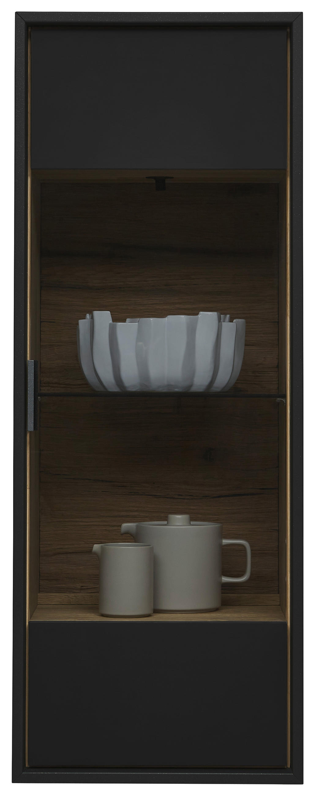 HÄNGEVITRINE in Graphitfarben, Eichefarben   - Eichefarben/Graphitfarben, Natur, Glas/Holz (38,4/115,2/33cm) - Valdera