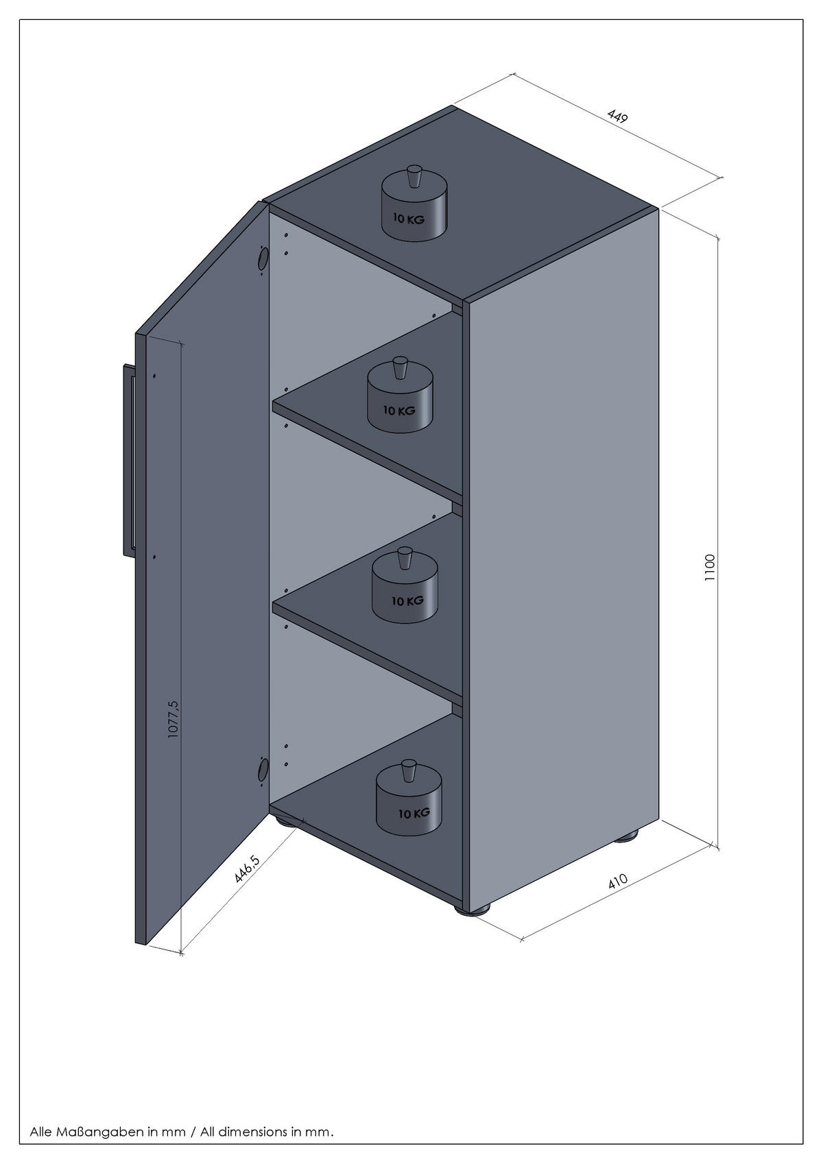 KOMMODE Colorado  in 44,9/110/42,9 cm  - Silberfarben/Schwarz, MODERN, Holzwerkstoff/Kunststoff (44,9/110/42,9cm) - Novel