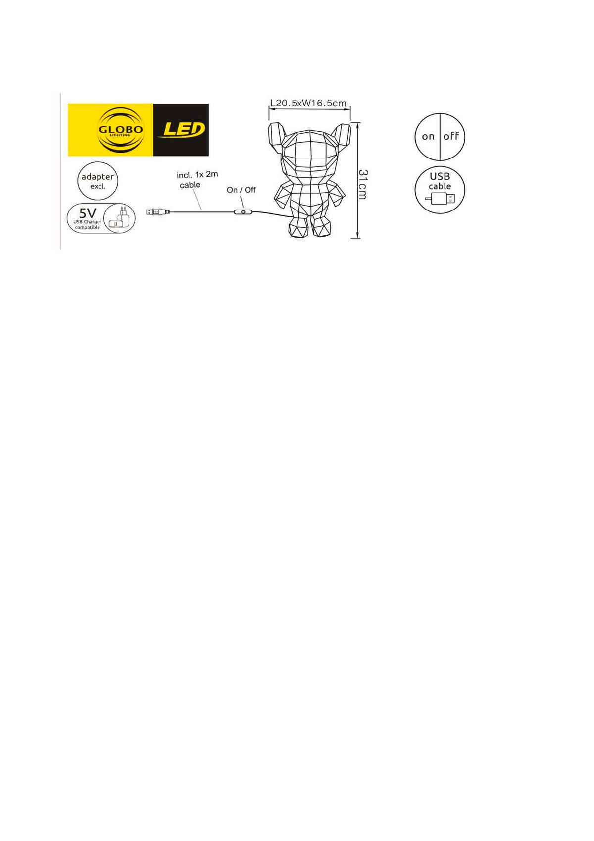 LED SVJETILJKA STOLNA BRONDAR  - bijela/siva, Design, plastika (20,5/16,5/31cm)