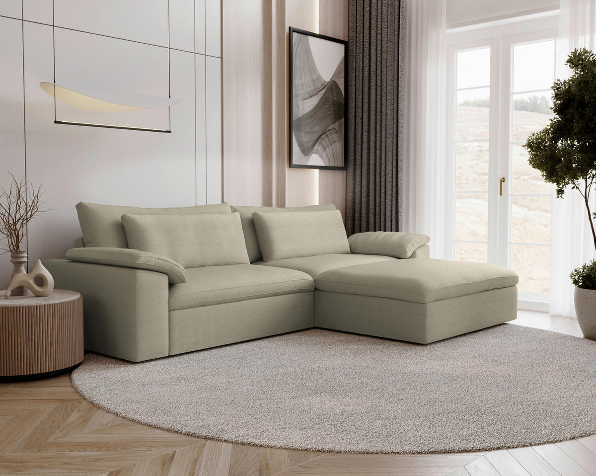 ECKSOFA  Chenille Beige  - Beige/Schwarz, Modern, Kunststoff/Textil (306/198cm) - Carryhome