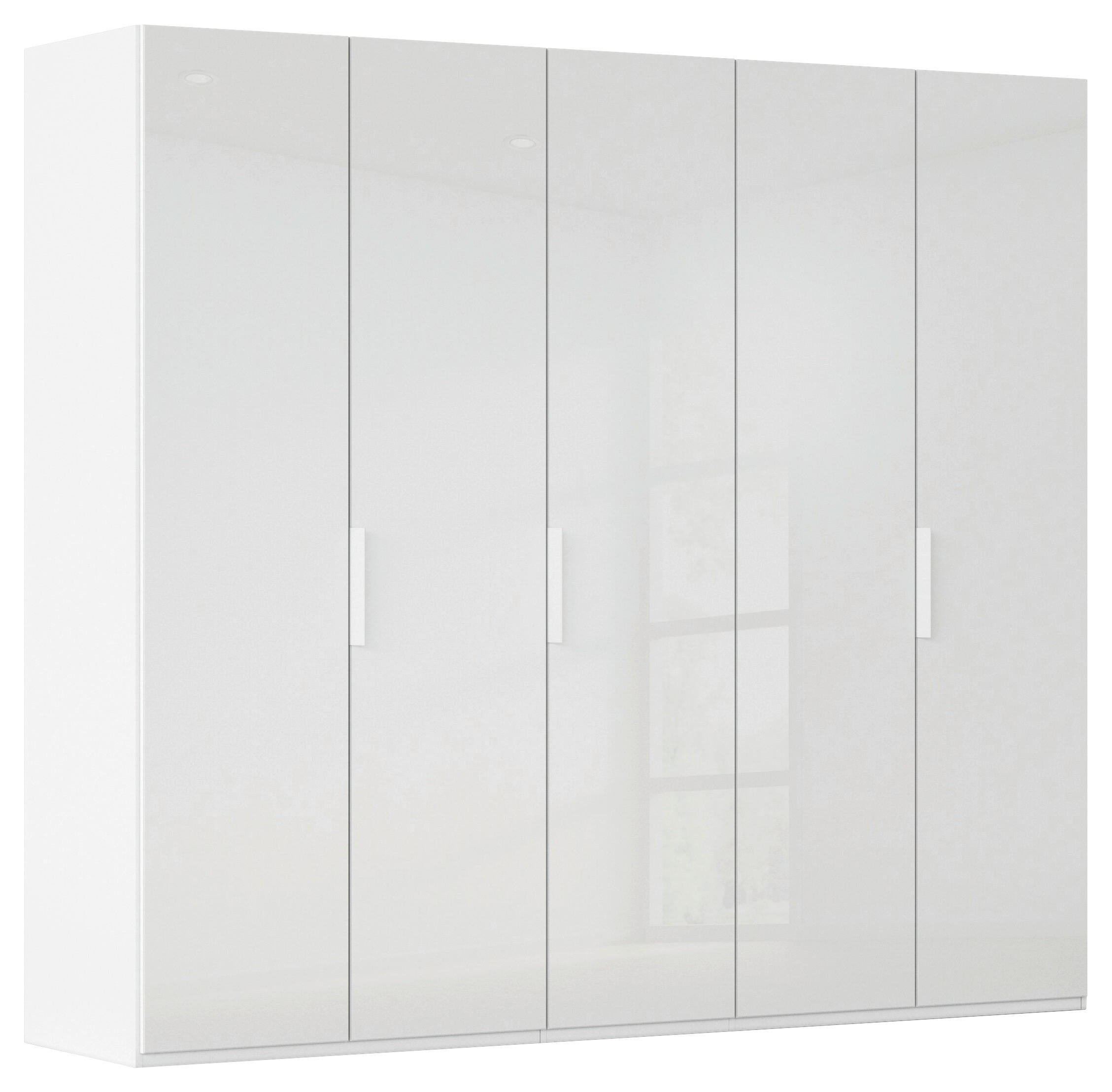 DREHTÜRENSCHRANK 251/223/61 cm,  in Weiß, 5-türig  - Weiß, Basics, Glas/Holzwerkstoff (251/223/61cm) - Novel