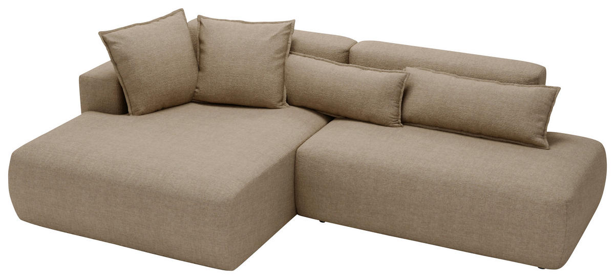 ECKSOFA Chenille Beige  - Beige/Schwarz, Design, Kunststoff/Textil (160/284cm) - Livetastic