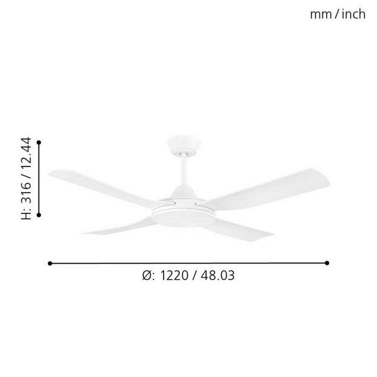 DECKENVENTILATOR - Weiß, KONVENTIONELL, Kunststoff (122/31,5cm) - Eglo