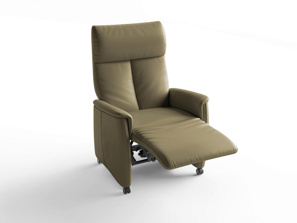 RELAXAČNÉ KRESLO, koža, olivovozelená - olivovozelená/čierna, Basics, koža/plast (76/112/84cm) - Sit & More