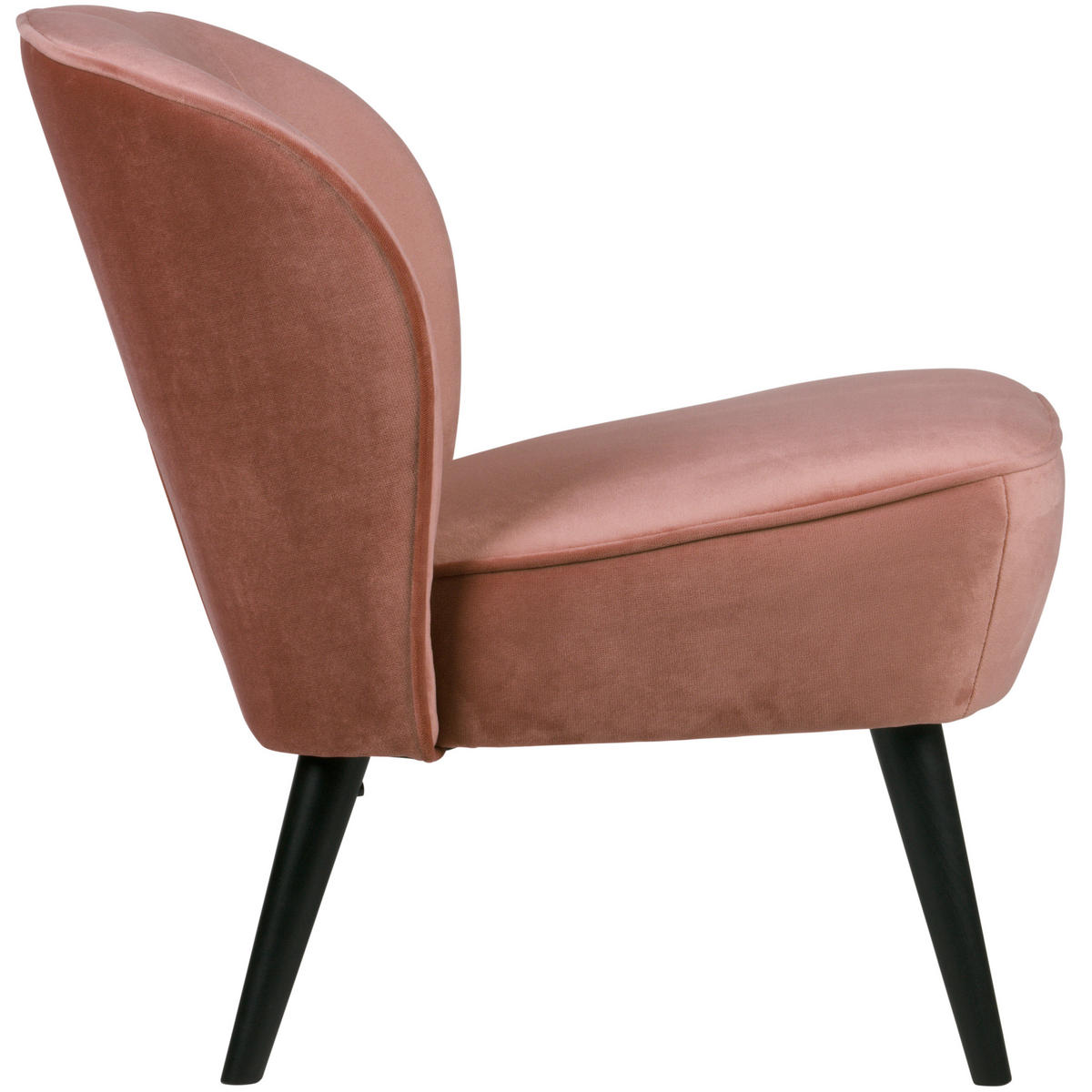 SESSEL in Samt Rosa  - Schwarz/Rosa, Design, Holz/Textil (59/71/70cm) - Livetastic
