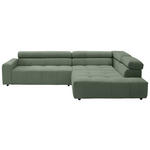 ECKSOFA Olivgrün Feincord  - Schwarz/Olivgrün, KONVENTIONELL, Kunststoff/Textil (311/219cm) - Hom`in