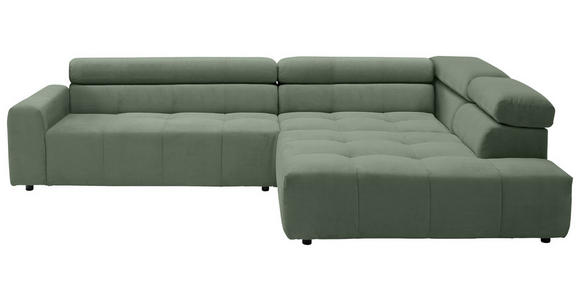 ECKSOFA Olivgrün Feincord  - Schwarz/Olivgrün, KONVENTIONELL, Kunststoff/Textil (311/219cm) - Hom`in