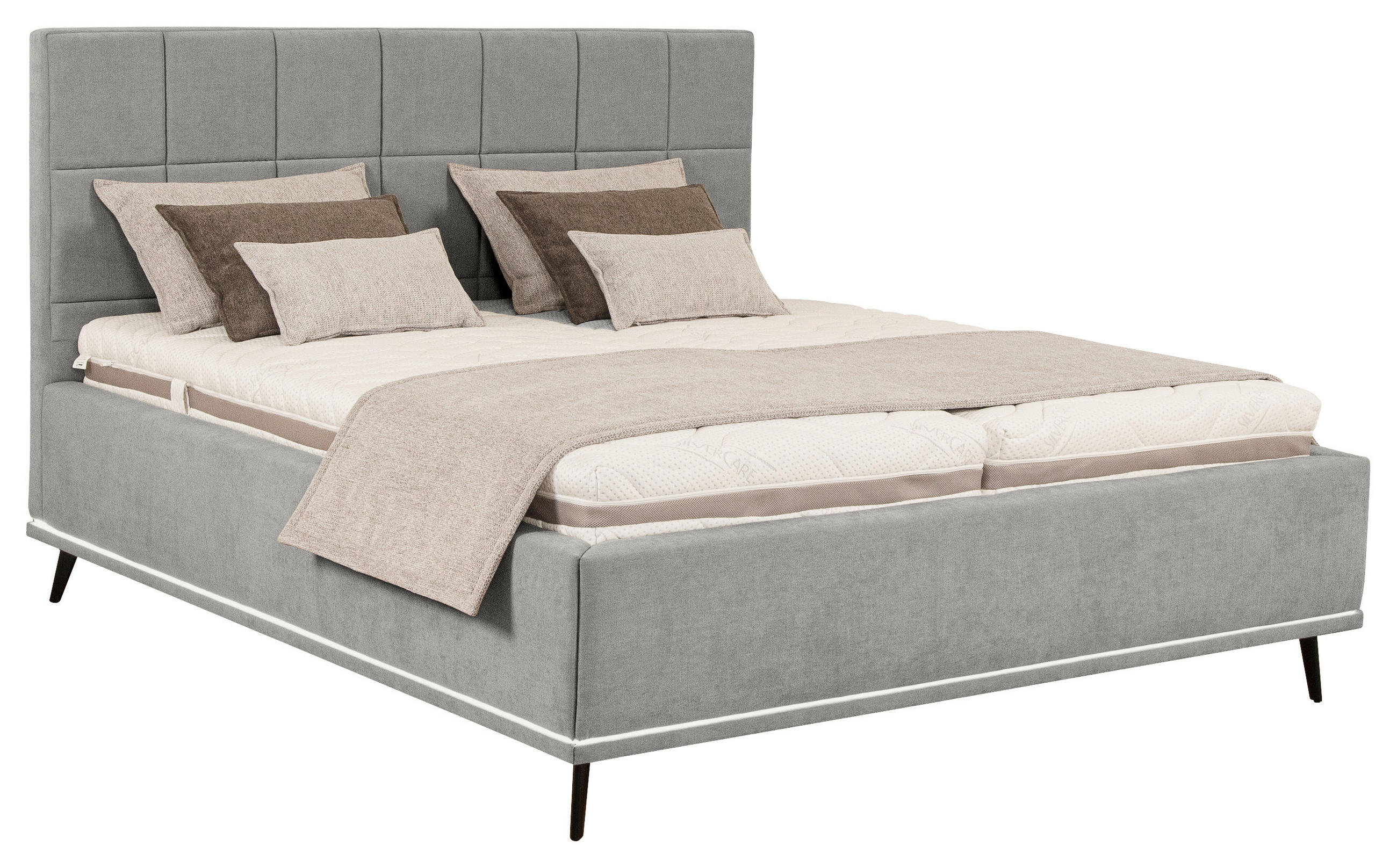 Thumbnail - SetOne by Musterring Polsterbett, Hellgrau, Textil, Buche, Fichte, massiv, H2 + H3, Höhe ca. 23 cm, 180x200 cm, Bezug ab...