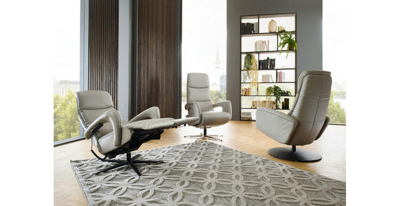 RELAXSESSEL in Leder Greige  - Greige/Schwarz, Design, Leder/Metall (76/108/86cm) - Dieter Knoll