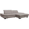 ECKSOFA in Mikrofaser Hellgrau  - Hellgrau/Schwarz, Design, Textil/Metall (290/198cm) - Xora