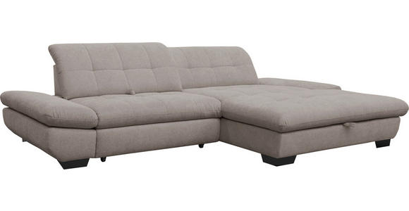 ECKSOFA in Mikrofaser Hellgrau  - Hellgrau/Schwarz, Design, Textil/Metall (290/198cm) - Xora