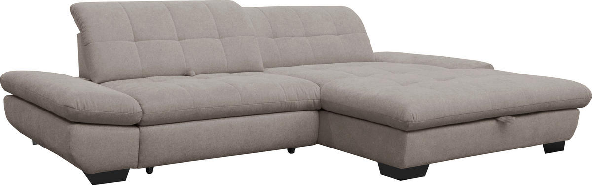 ECKSOFA in Mikrofaser Hellgrau  - Hellgrau/Schwarz, Design, Textil/Metall (290/198cm) - Xora