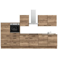 KÜCHENLEERBLOCK 360 cm   in Eiche dunkel  - Eiche dunkel/Schwarz, MODERN, Holzwerkstoff/Metall (360cm) - Nobilia