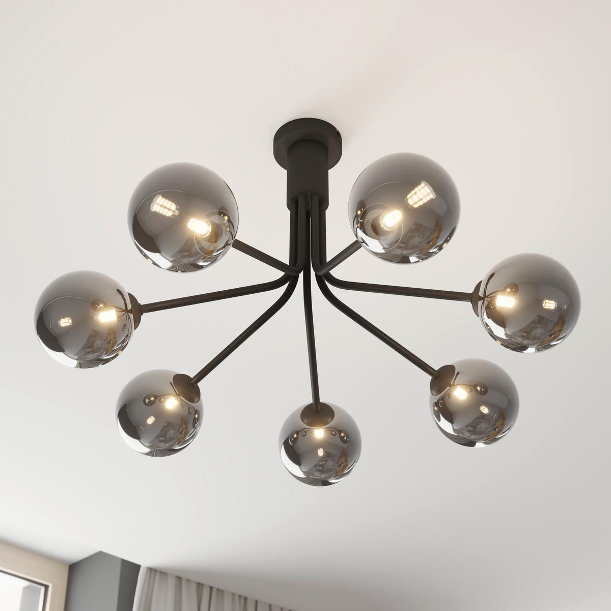 Plafonieră  65/40 cm    - gri închis, Design, sticlă/metal (65/40cm) - Novel