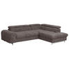 ECKSOFA in Mikrofaser Dunkelbraun  - Chromfarben/Dunkelbraun, Konventionell, Textil/Metall (257/206cm) - Livetastic