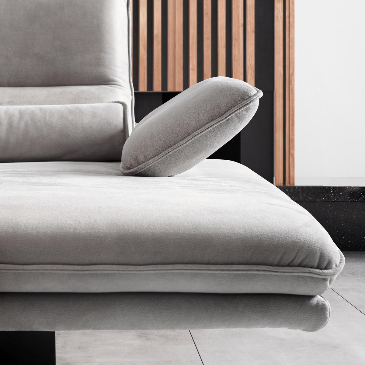 ECKSOFA Grau Mikrofaser  - Schwarz/Grau, Design, Textil/Metall (291/164cm) - Chilliano