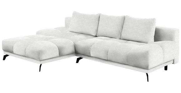 ECKSOFA in Chenille Ecru  - Ecru/Schwarz, MODERN, Textil/Metall (182/290cm) - Hom`in