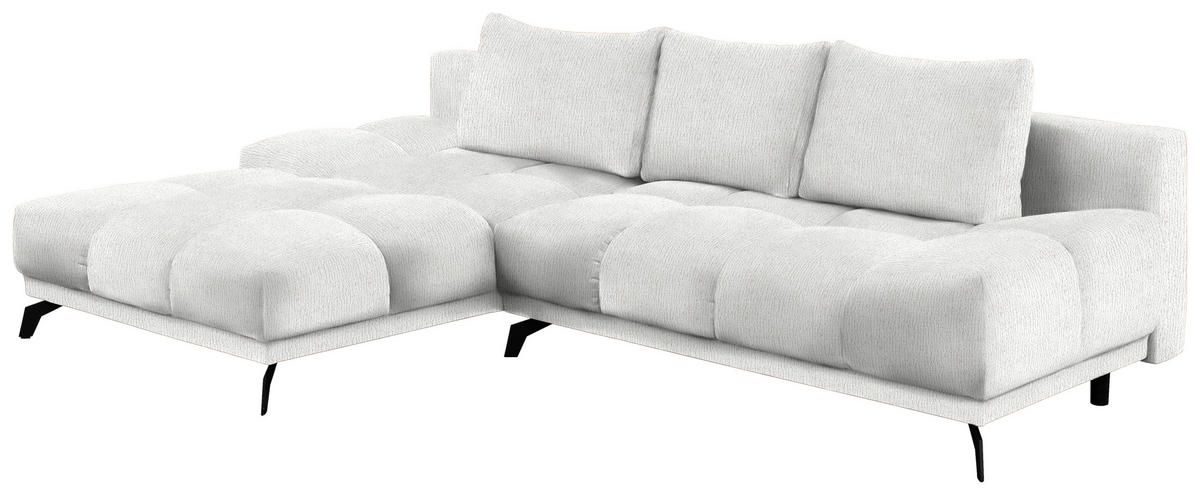 ECKSOFA in Chenille Ecru  - Ecru/Schwarz, Modern, Textil/Metall (182/290cm) - Hom`in