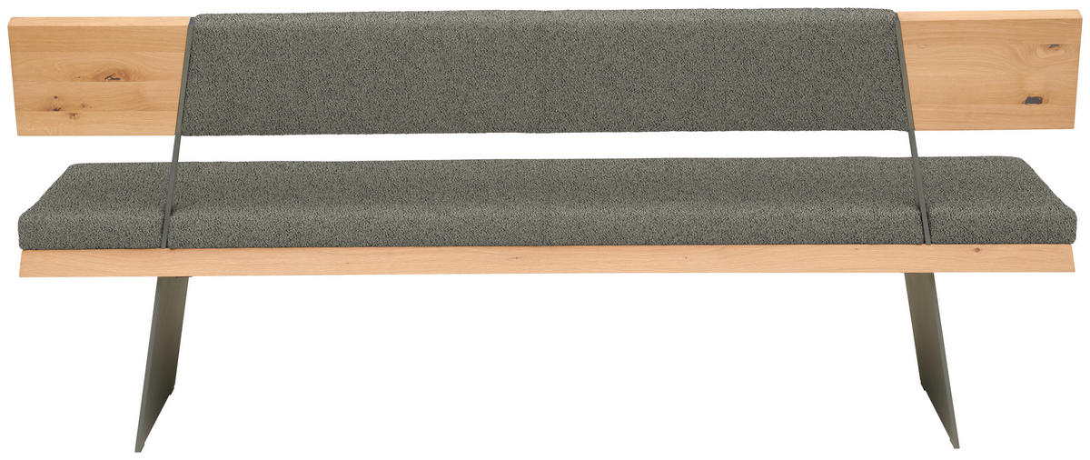 SITZBANK 207/90/58 cm  in Schwarz, Wildeiche, Graubraun  - Wildeiche/Graubraun, Natur, Holz/Textil (207/90/58cm) - Voglauer