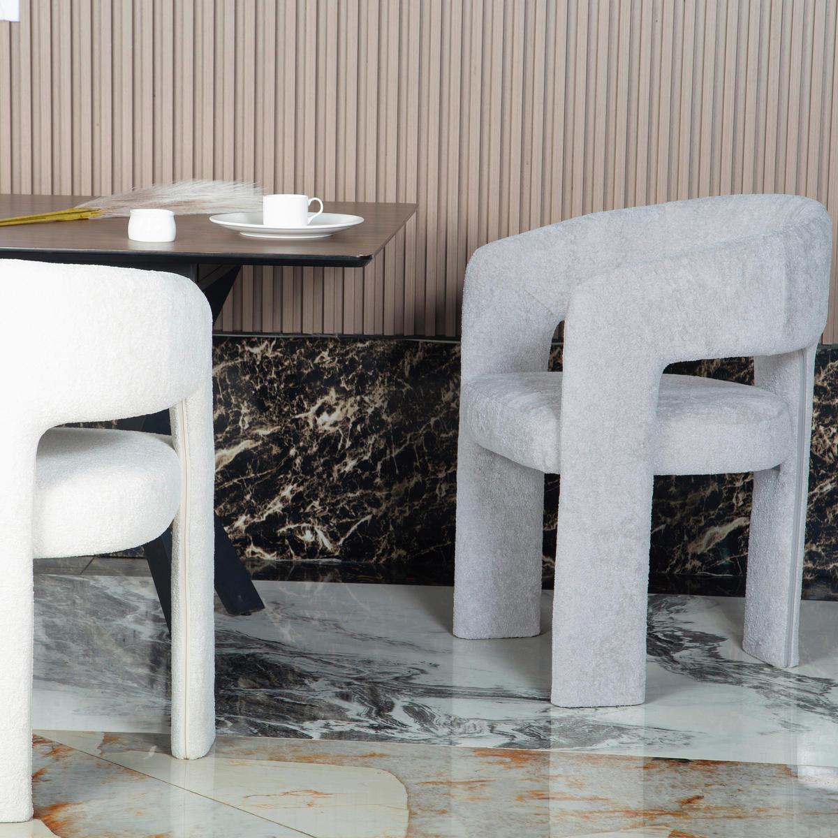 ARMLEHNSTUHL  in Eisen Chenille  - Grau, MODERN, Textil/Metall (57/81,5/58cm) - MID.YOU