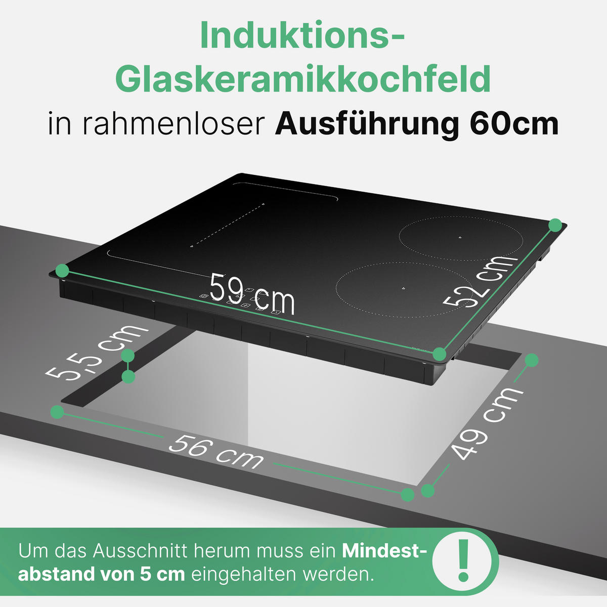 INDUKTIONSKOCHFELD EBKI 7944  - Schwarz, Trend, Glas/Keramik (59/6/52cm) - Bomann