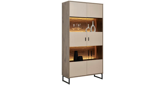 VITRINE in Eichefarben, Hellgrau - Eichefarben/Anthrazit, MODERN, Glas/Holzwerkstoff (94/186/37cm) - Hom`in