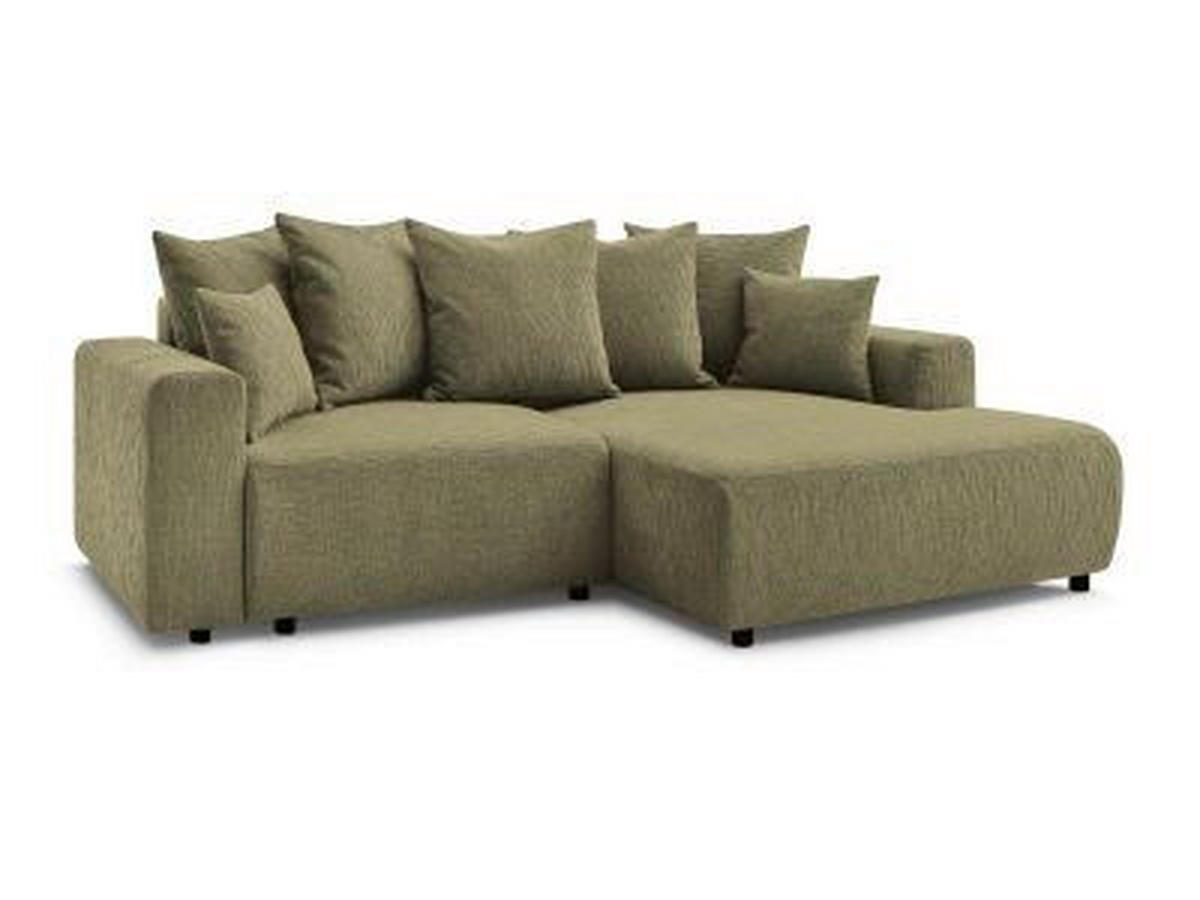 ECKSOFA Ottomane rechts  ATILLA Grün Struktur  - Schwarz/Grün, MODERN, Kunststoff/Textil (244/149cm)