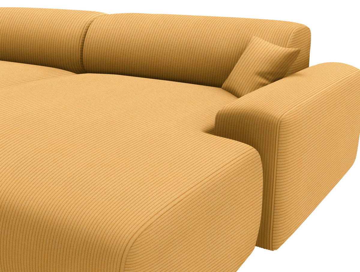 ECKSOFA in Velours, Feincord Gelb  - Gelb/Schwarz, Design, Kunststoff/Textil (292/178cm) - Livetastic