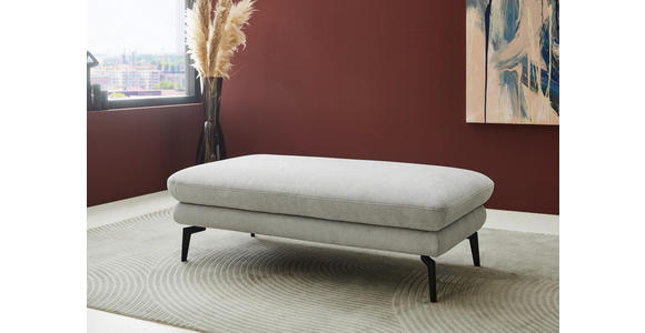 ECKSOFA in Chenille, Flachgewebe Silberfarben 180/284 cm - Silberfarben/Schwarz, Design, Textil/Metall (180/284cm) - Dieter Knoll
