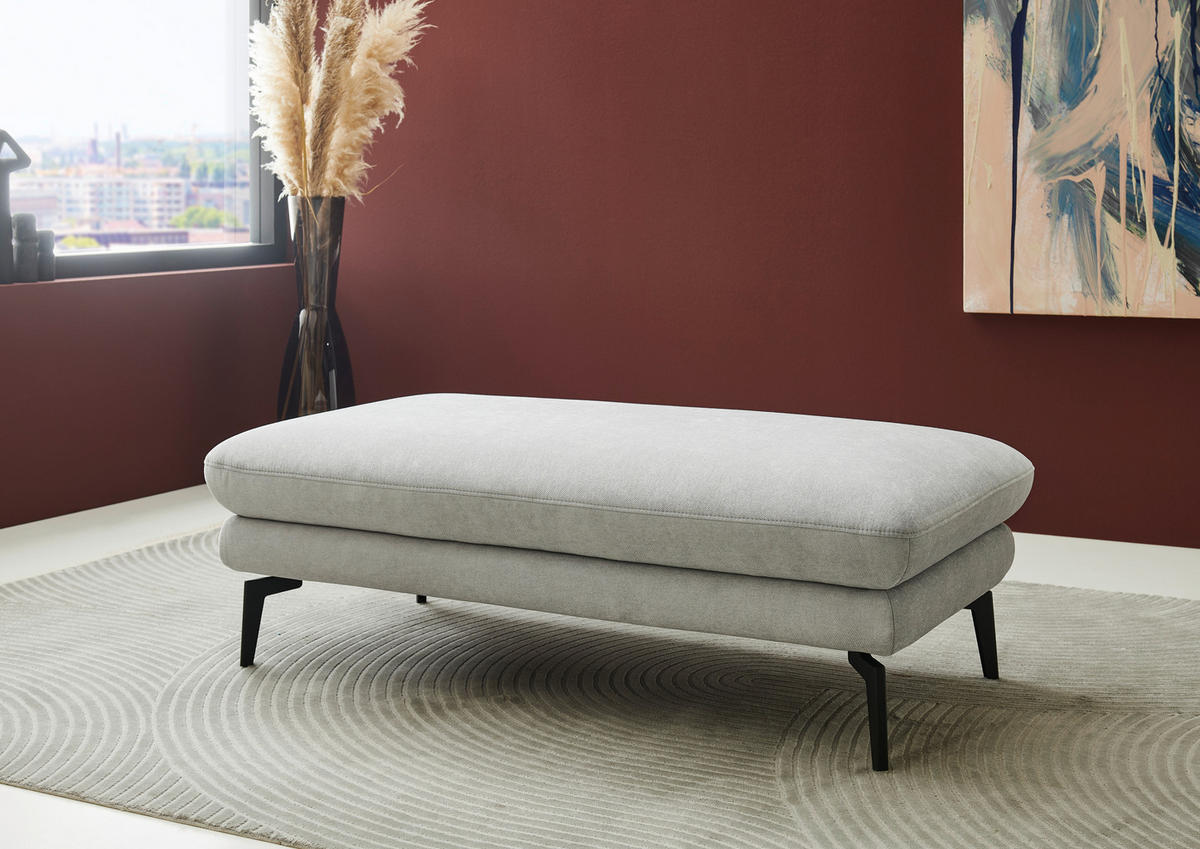 ECKSOFA in Chenille, Flachgewebe Silberfarben  - Silberfarben/Schwarz, Design, Textil/Metall (180/284cm) - Dieter Knoll