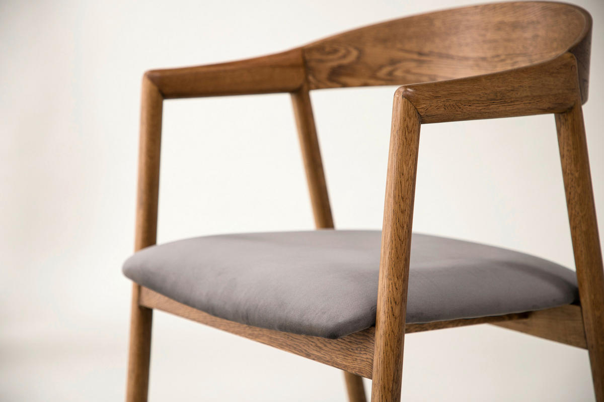 STOLSET 2 styck sammet  - brun/grå, Design, trä/textil (53/76,5/56cm) - Livetastic