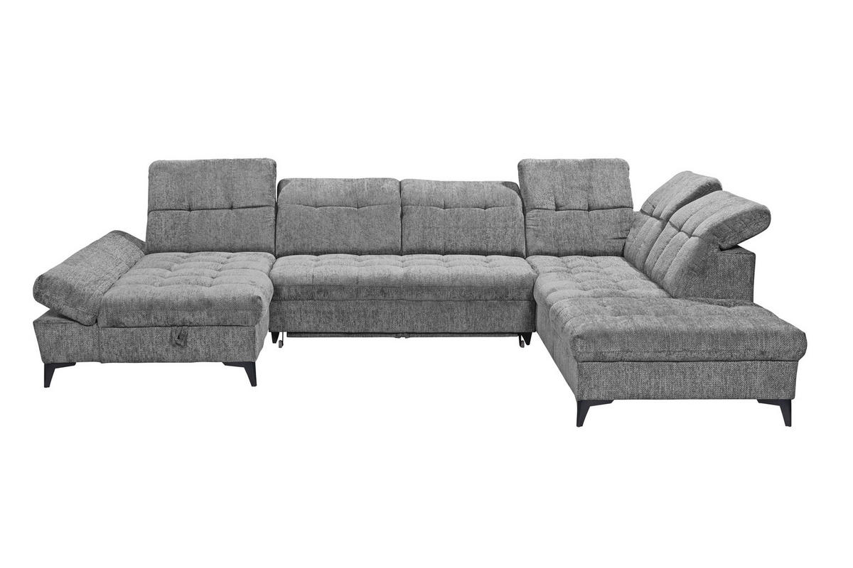 WOHNLANDSCHAFT MERCY in Mikrovelours Grau  - Schwarz/Grau, MODERN, Kunststoff/Textil (169/348/245cm) - MID.YOU