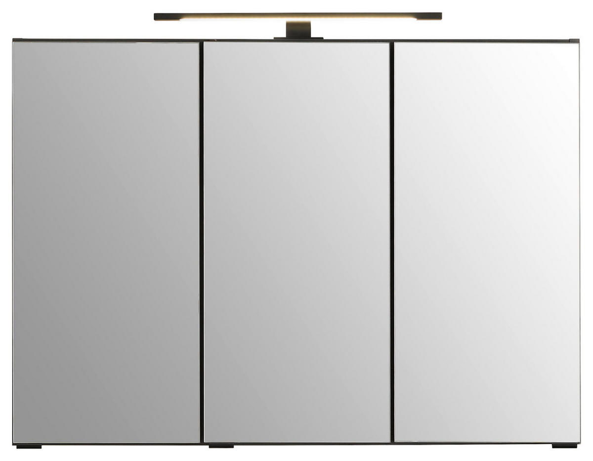 SPIEGELSCHRANK 90/64/20 cm  - Schwarz/Graphitfarben, Natur, Glas/Holzwerkstoff (90/64/20cm) - Xora
