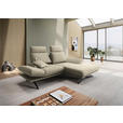 ECKSOFA  in Flachgewebe Beige Rücken echt, Armteilverstellung, Drehsitzfunktion  234/155 cm  - Beige/Schwarz, Design, Textil/Metall (234/155cm) - Dieter Knoll