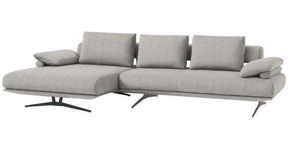 ECKSOFA in Chenille Ecru 168/334 cm - Ecru/Schwarz, Design, Textil/Metall (168/334cm) - Dieter Knoll