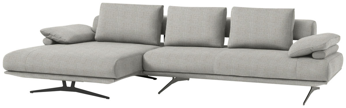 ECKSOFA in Chenille Ecru  168/334 cm  - Ecru/Schwarz, Design, Textil/Metall (168/334cm) - Dieter Knoll