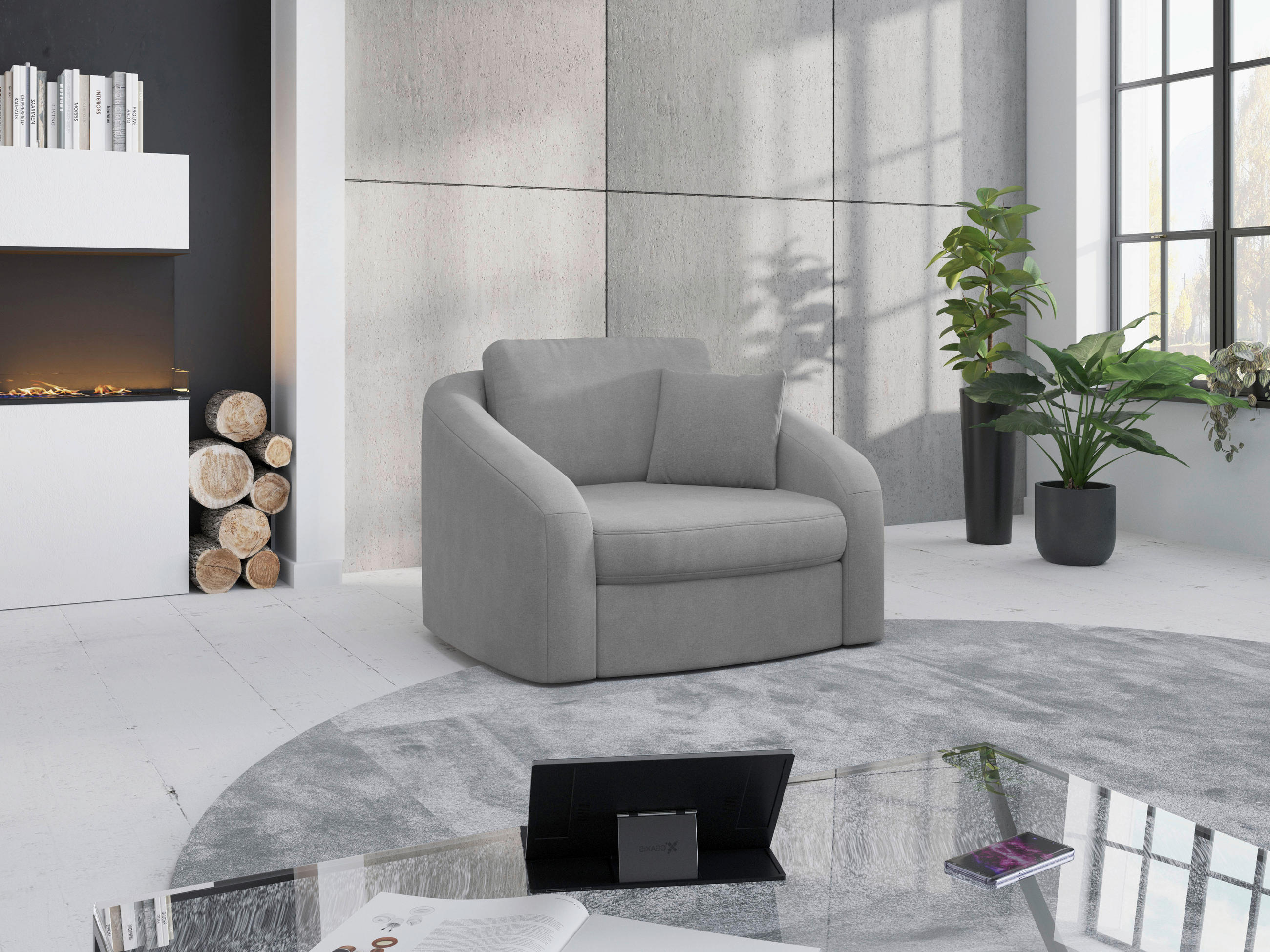SESSEL in Mikrofaser Grau - Schwarz/Grau, Modern, Kunststoff/Textil (116/88/104cm) - Sit & More