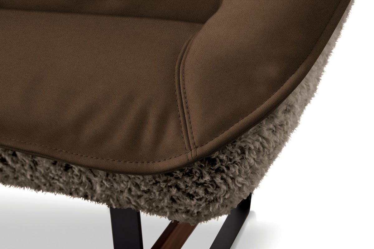 SITZBANK Textil, Leder Braun, Olivgrün  - Schwarz/Braun, Design, Leder/Holz (229/88/80cm) - Koinor