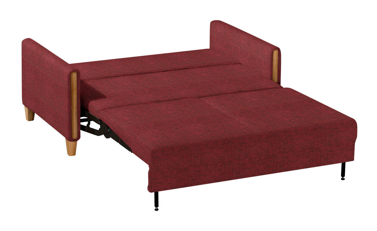 SCHLAFSOFA Webstoff Rot, Buchefarben Fussart wählbar, Stoffauswahl, Rücken echt, Armteil links, Armteil rechts  - Buchefarben/Rot, Design, Holz/Textil (174/88/104cm) - Niels Andersson