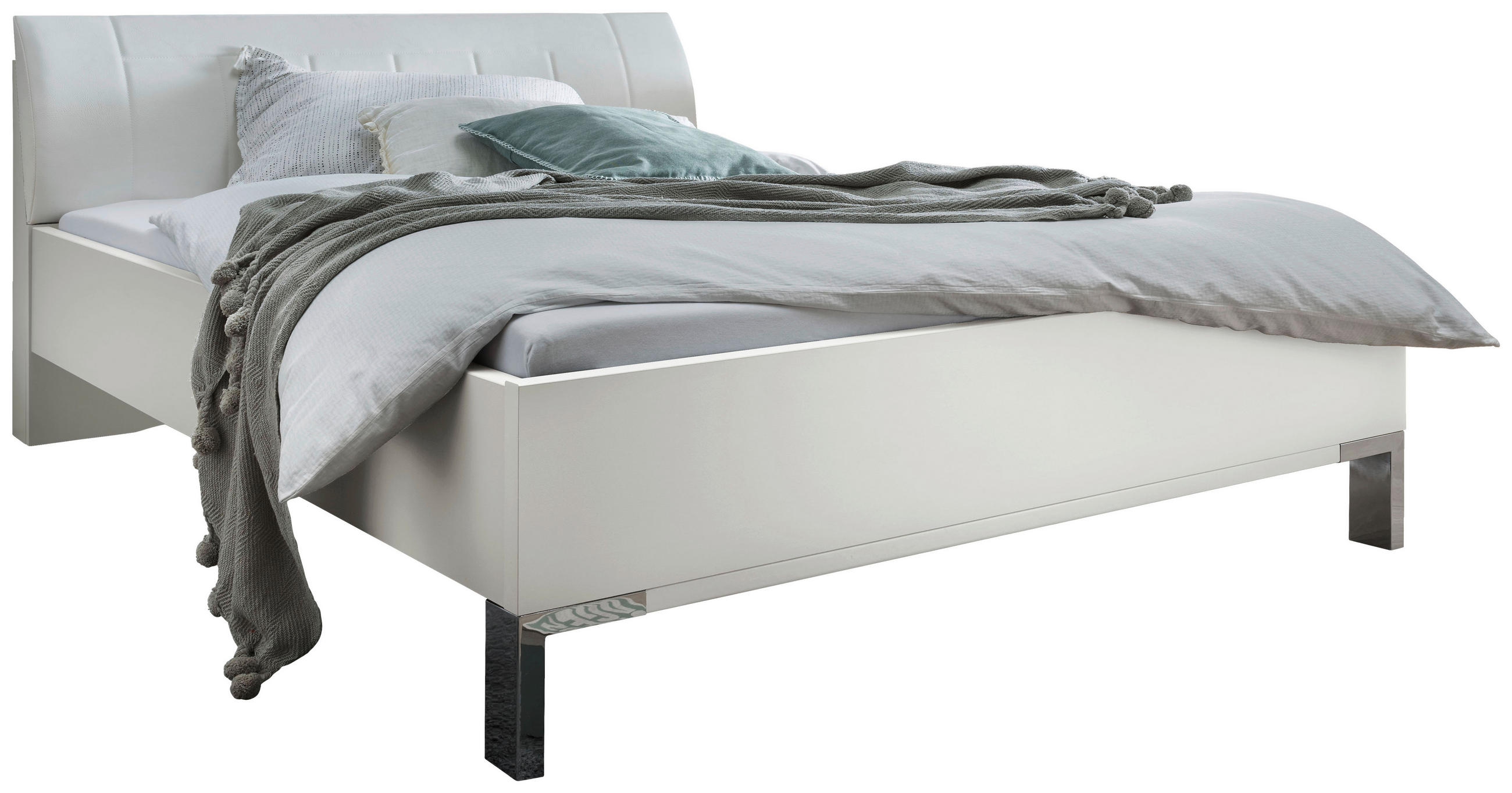 BETT 180/200 cm  in Weiß  - Chromfarben/Weiß, KONVENTIONELL, Holzwerkstoff/Textil (180/200cm) - Dieter Knoll