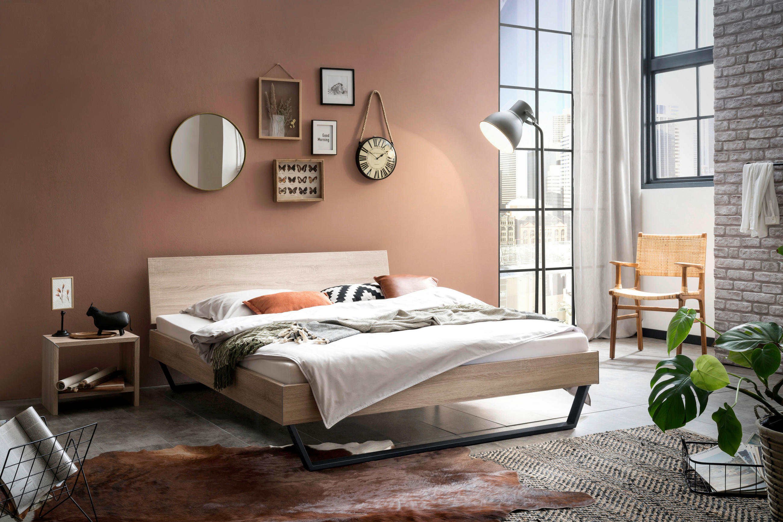 Thumbnail - Hasena Bett, Eiche, Metall, 160x200 cm, Über- und Sondergrößen erhältlich, in verschiedenen Holzdekoren Größen erhältlic...