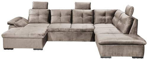 WOHNLANDSCHAFT in Mikrovelours Creme - Creme/Schwarz, Konventionell, Kunststoff/Textil (127/334/217cm) - Carryhome