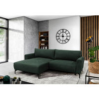 ECKSOFA Dunkelgrün Flachgewebe  - Dunkelgrün/Schwarz, Design, Textil/Metall (163/240cm) - MID.YOU