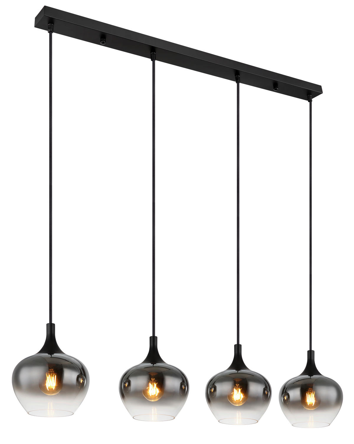 HÄNGELEUCHTE Maxy 100/18/120 cm   - Schwarz, Design, Glas/Metall (100/18/120cm) - Globo
