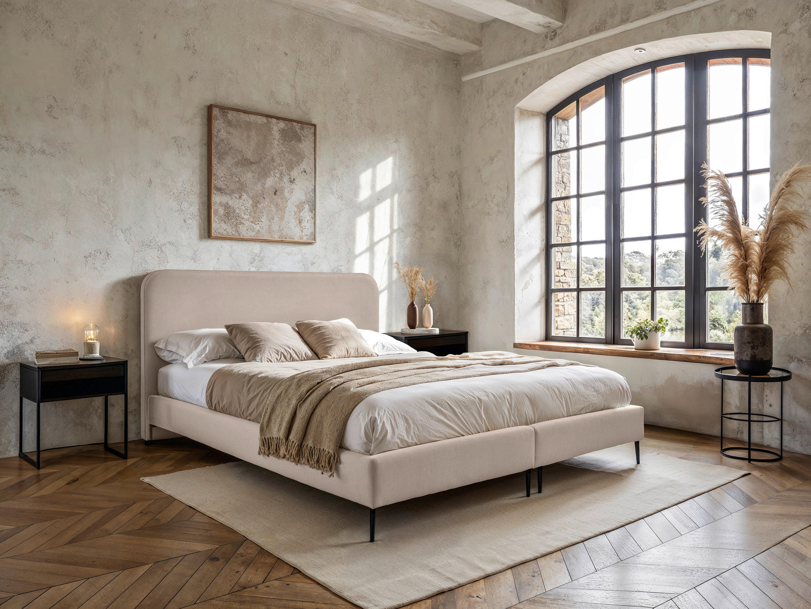 PAT BOXSPRING, 140/200 cm, bej