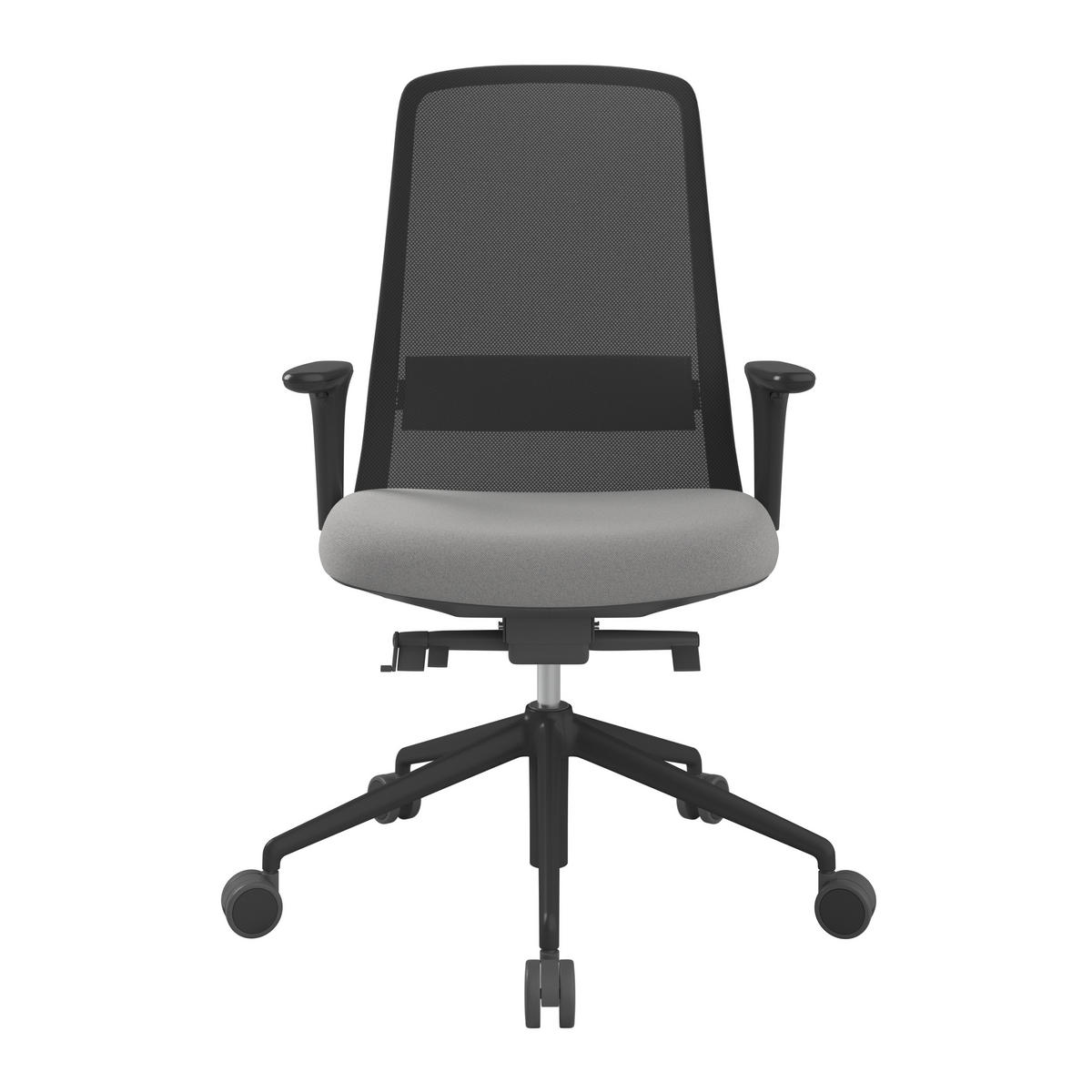 DREHSTUHL Schwarz, Hellgrau  - Hellgrau/Schwarz, MODERN, Kunststoff/Textil (70/103-115/70cm)