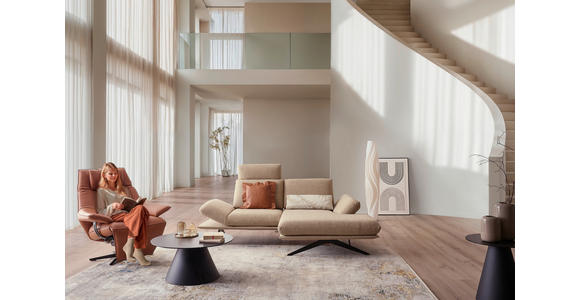 ECKSOFA  in Flachgewebe Beige  234/155 cm  - Beige/Schwarz, Design, Textil/Metall (234/155cm) - Dieter Knoll