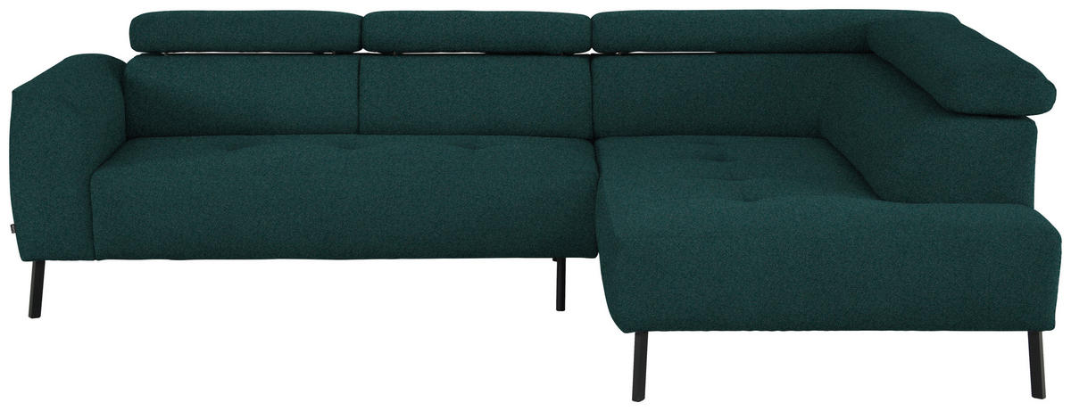 ECKSOFA in Struktur Petrol  280/205 cm  - Petrol/Schwarz, Design, Textil/Metall (280/205cm) - Xora